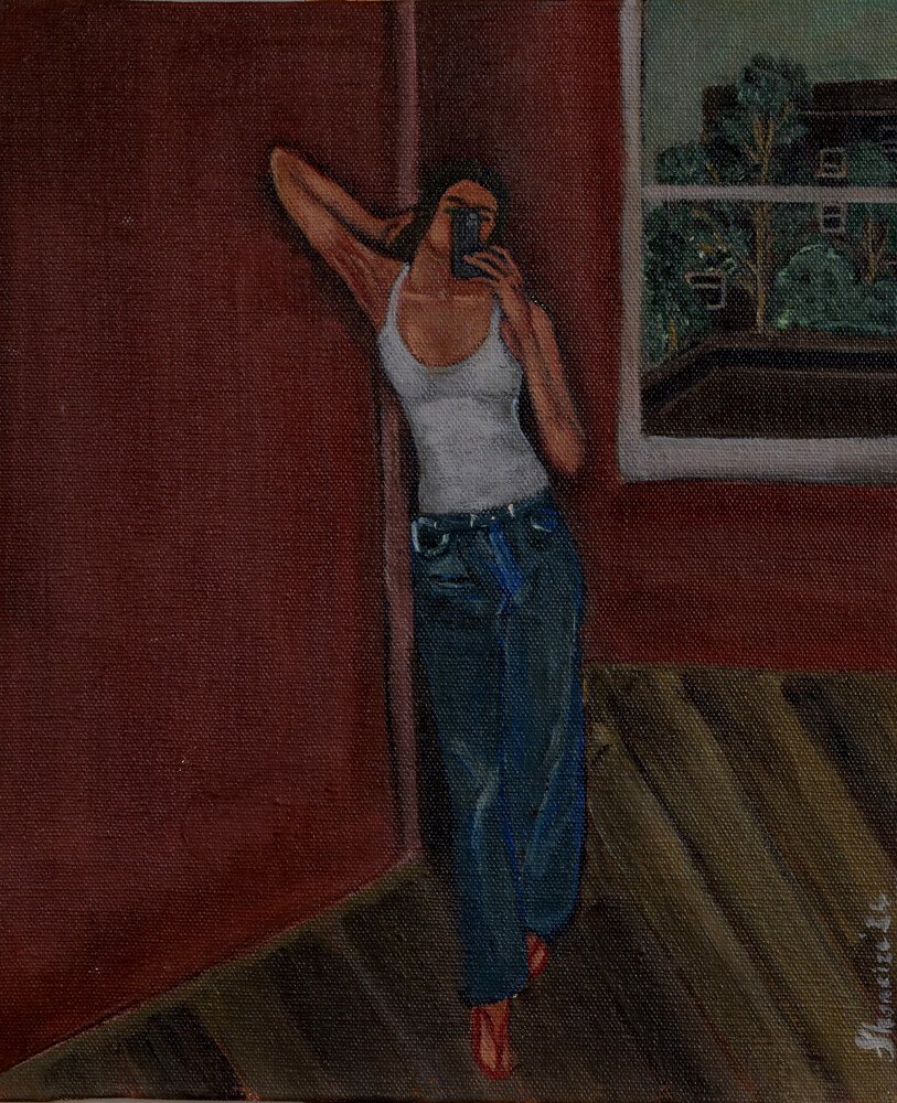Girl on the phone self | 20 X 10 Inches